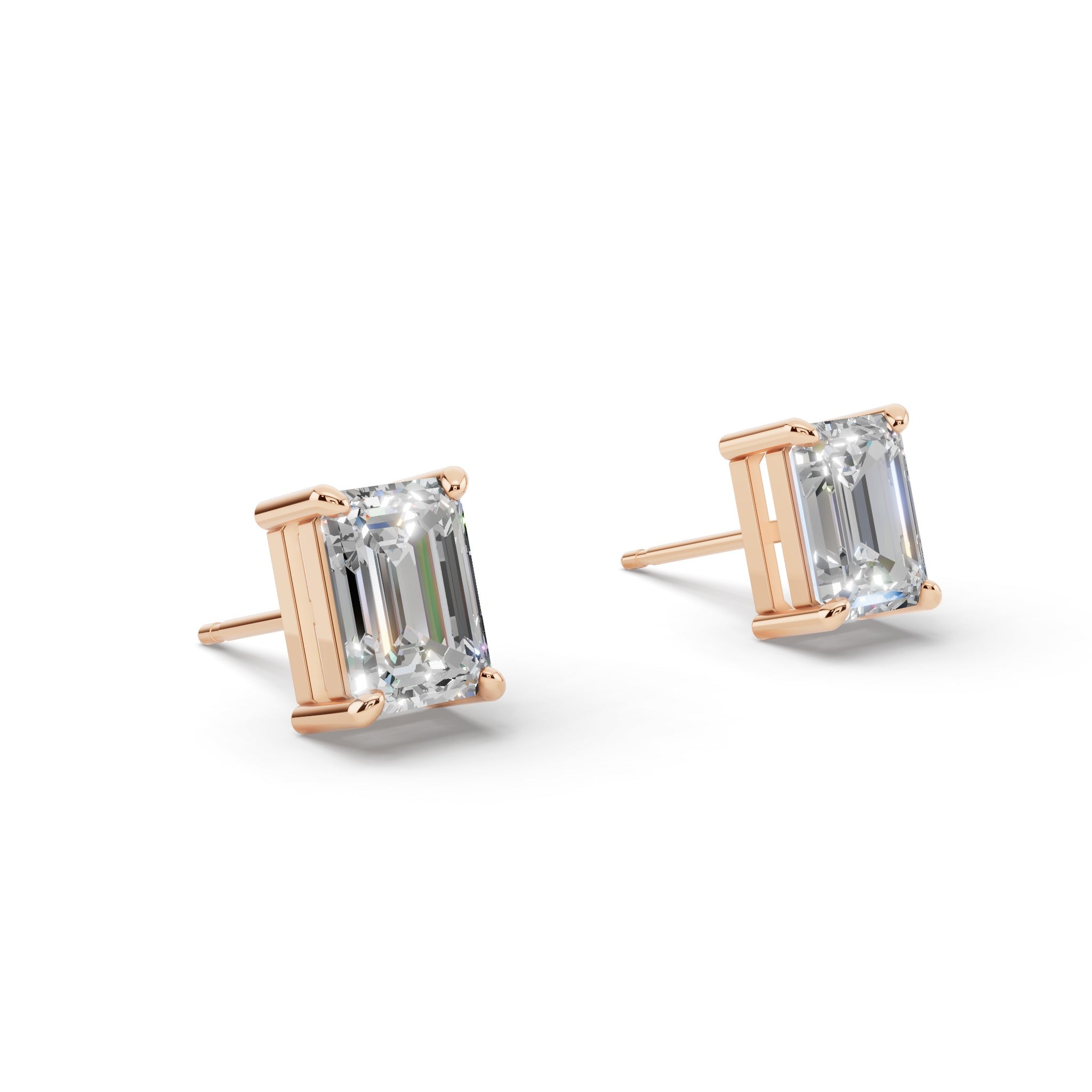 エメラルドカット ソリティア ダイヤモンド ピアス