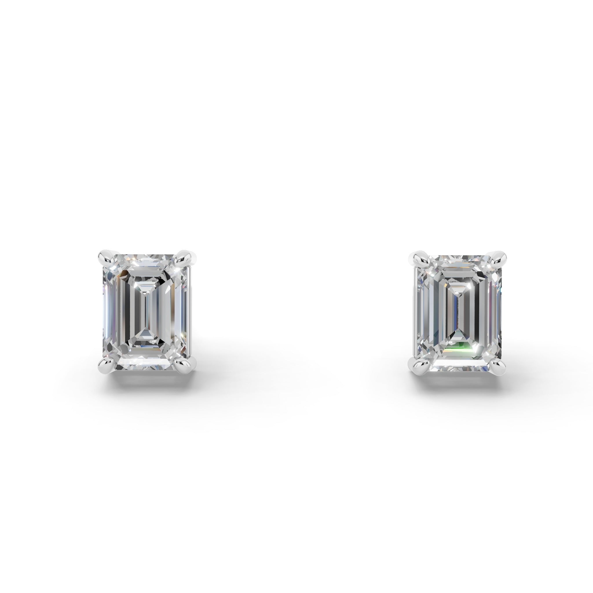 エメラルドカット ソリティア ダイヤモンド ピアス