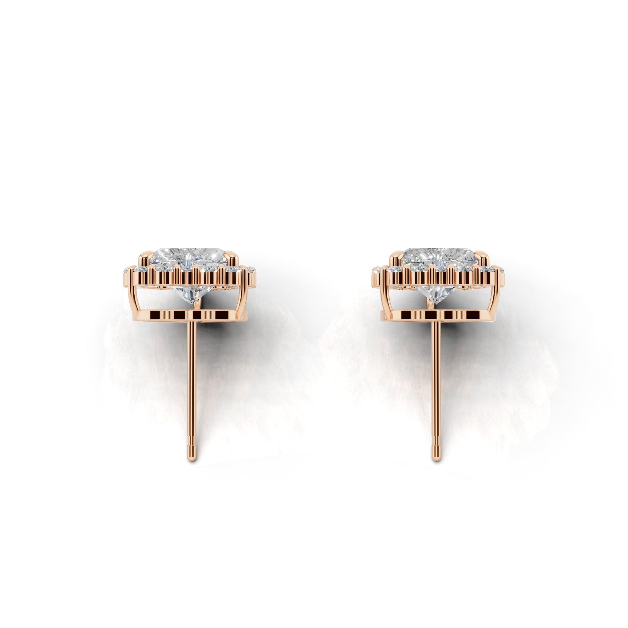 ハートシェイプ ヘイロー ダイヤモンド ピアス