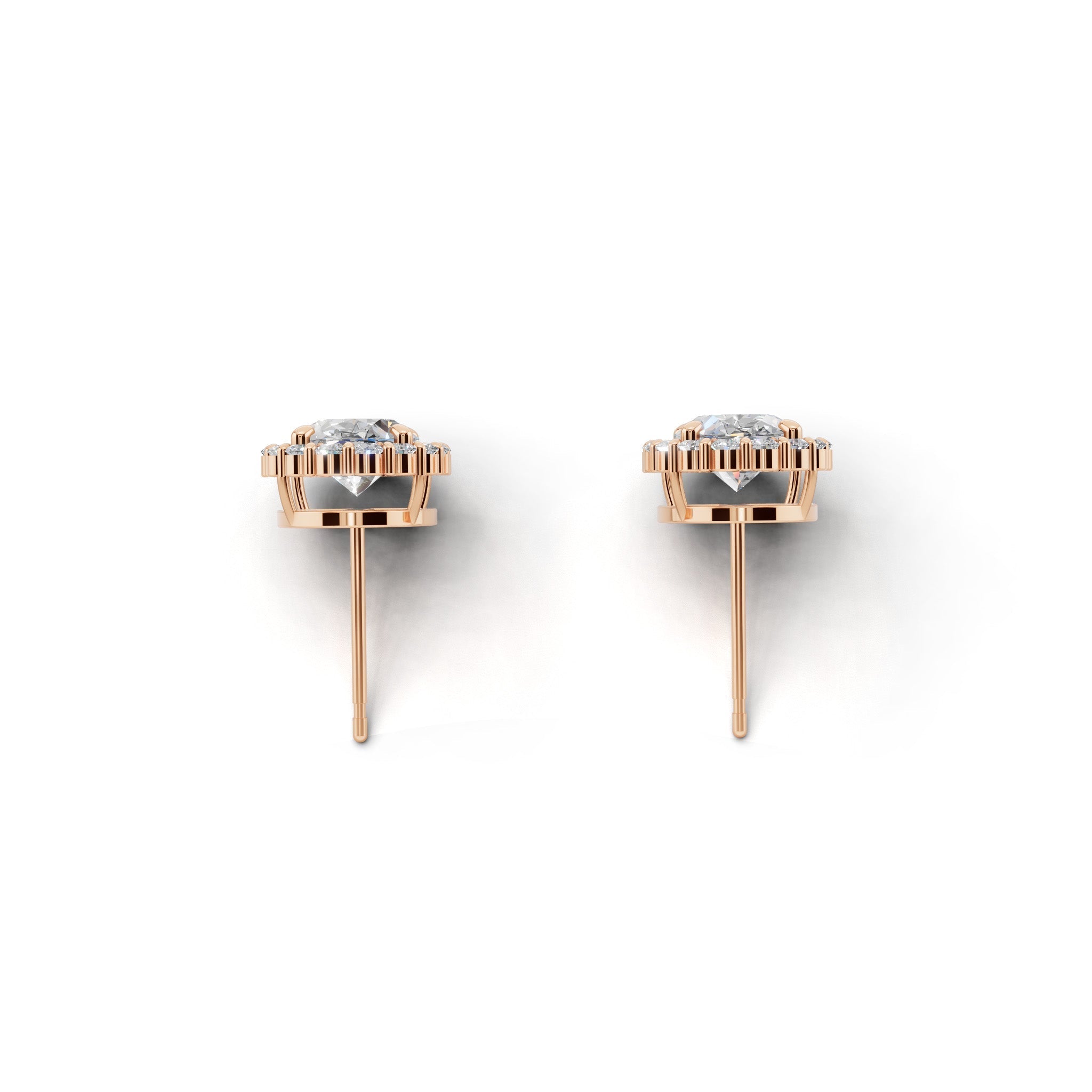 オーバルカット ヘイロー ダイヤモンド ピアス