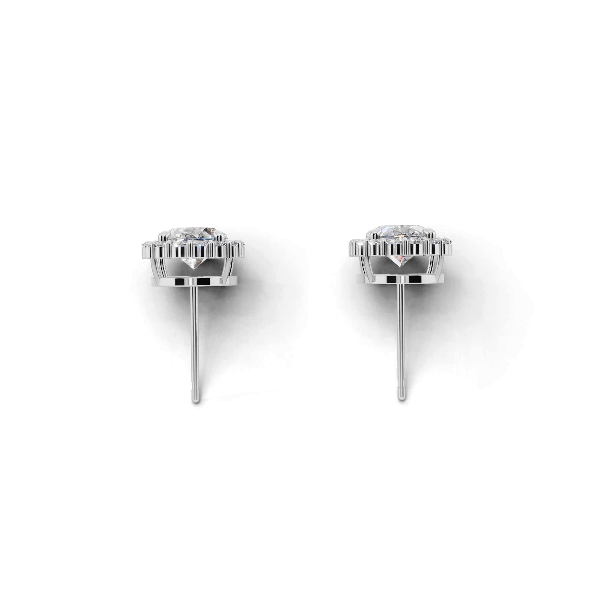 オーバルカット ヘイロー ダイヤモンド ピアス