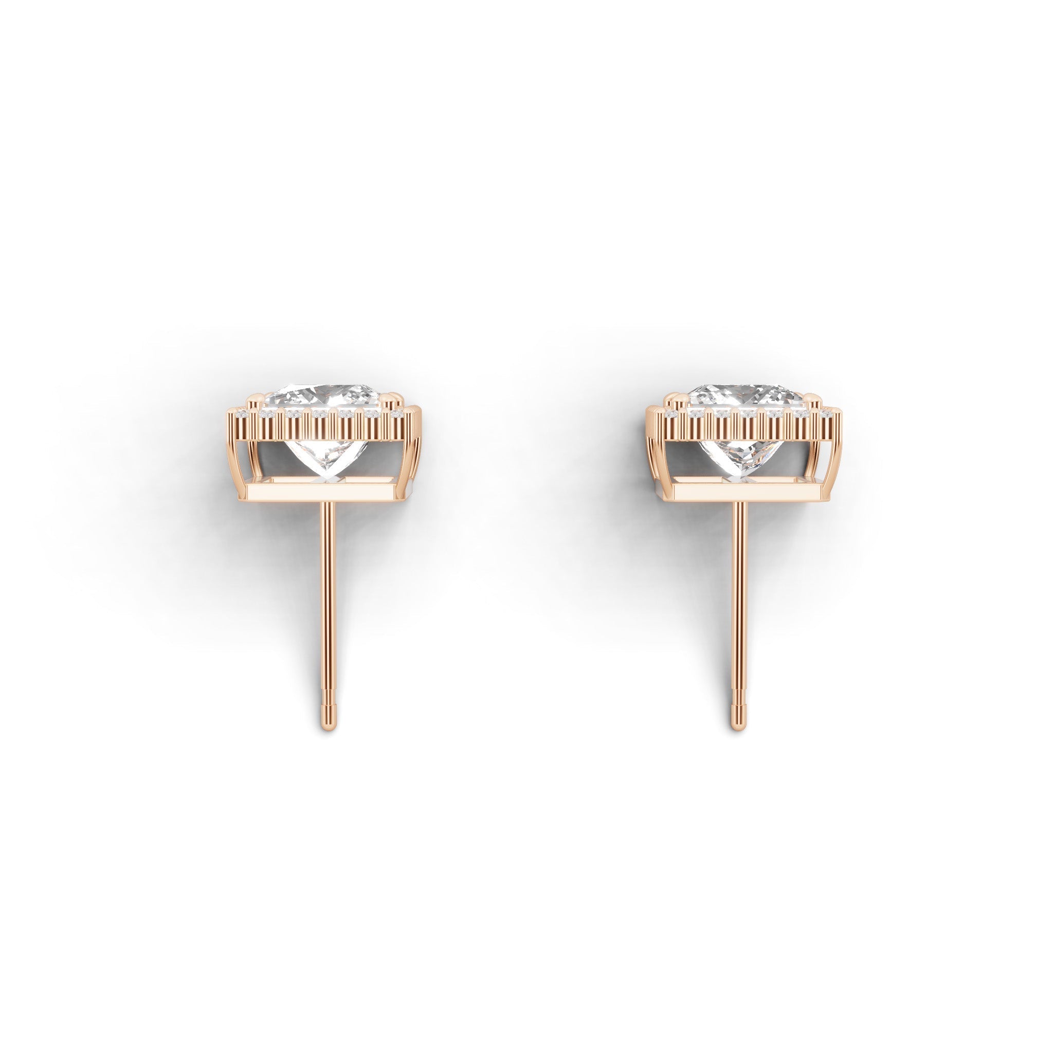 プリンセスカット ヘイロー ダイヤモンド ピアス