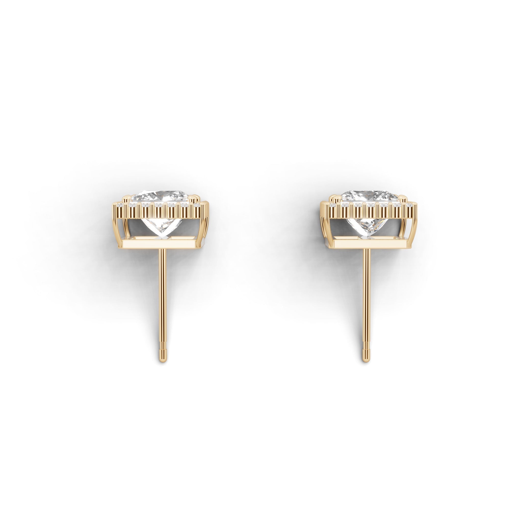 プリンセスカット ヘイロー ダイヤモンド ピアス