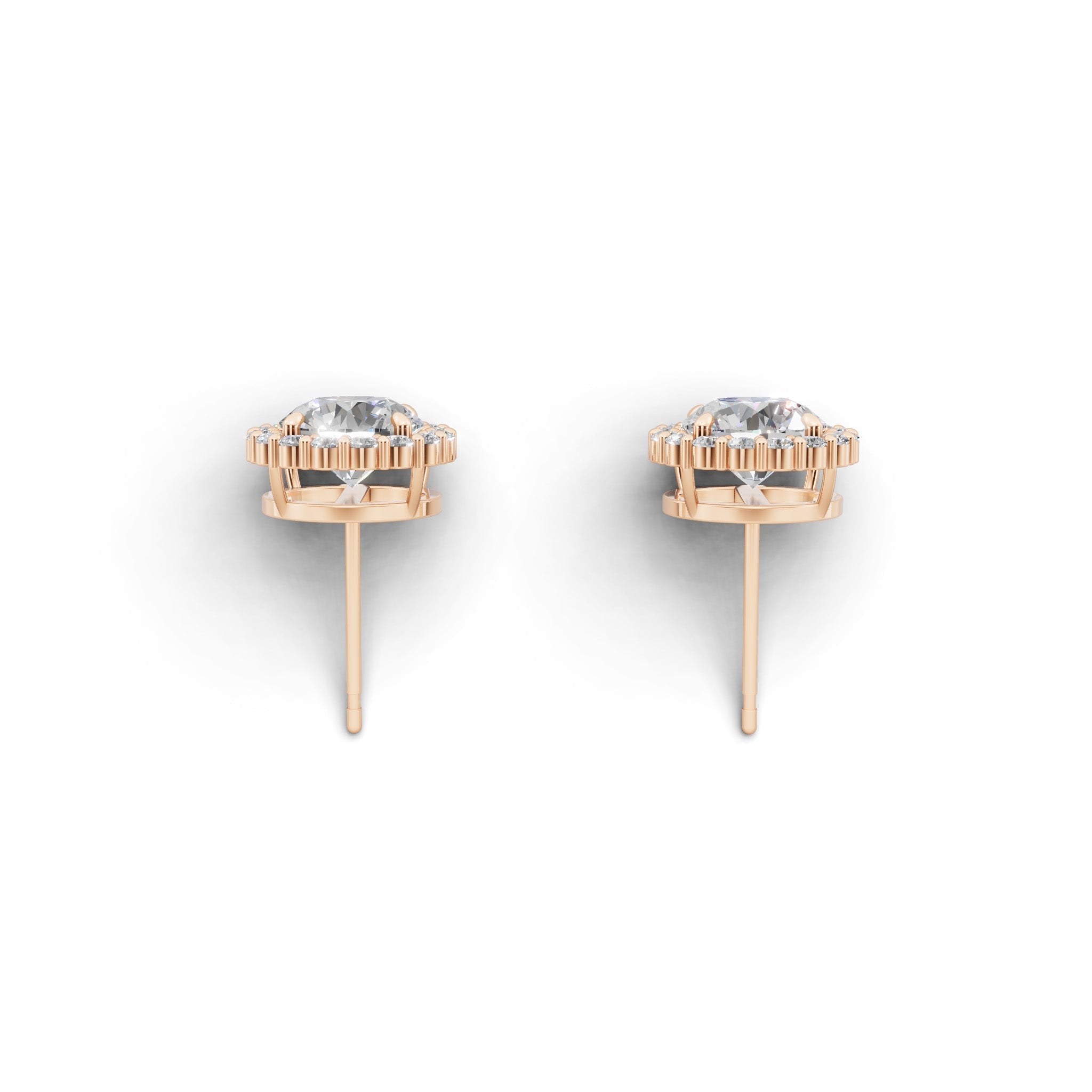 ラウンド ヘイロー ダイヤモンド ピアス