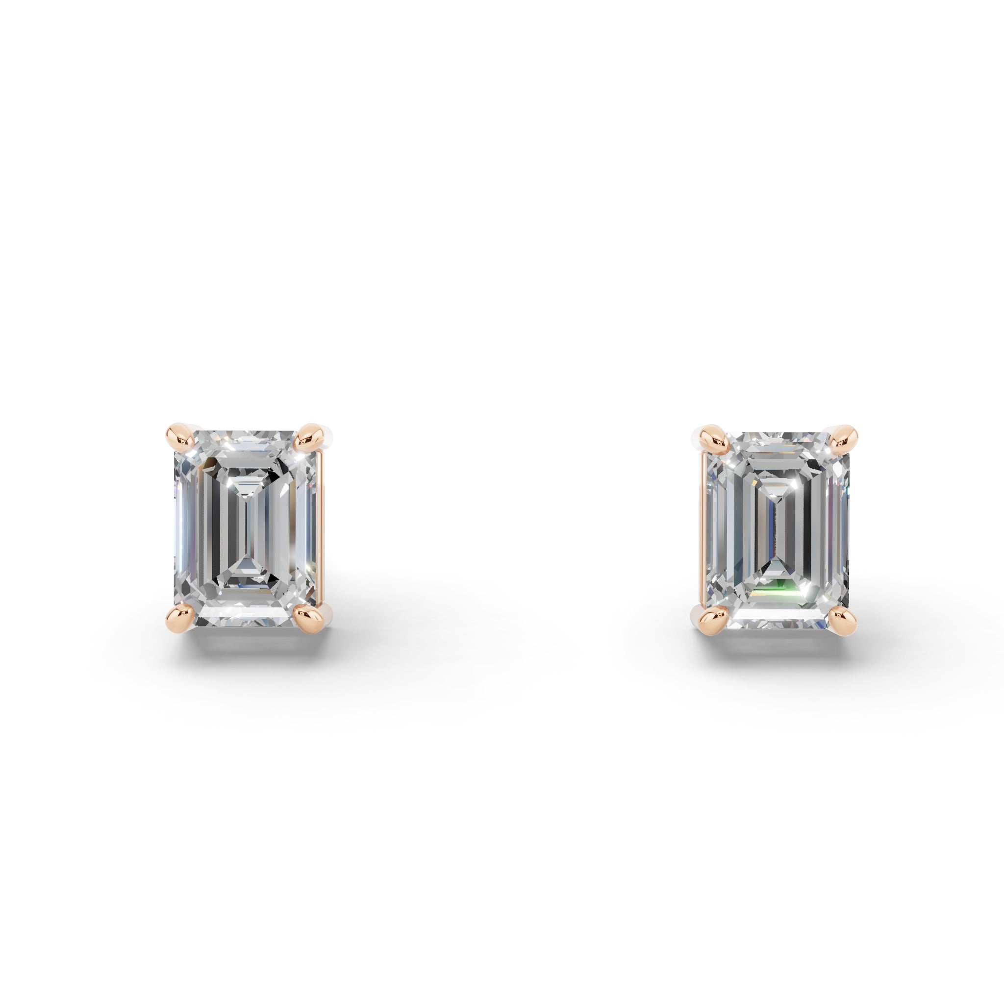 エメラルドカット ソリティア ダイヤモンド ピアス
