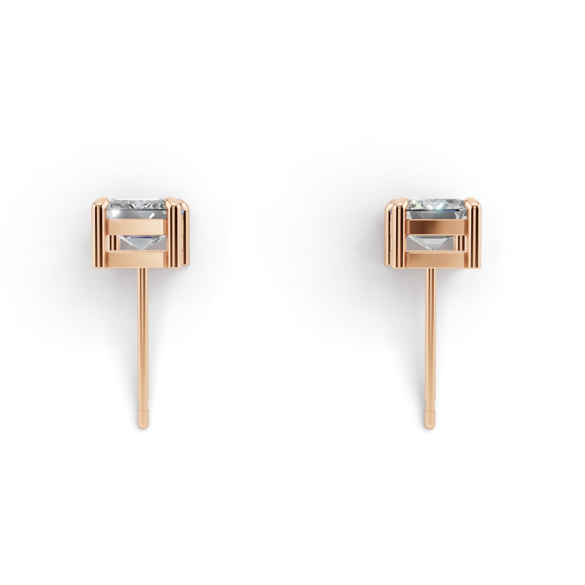 エメラルドカット ソリティア ダイヤモンド ピアス
