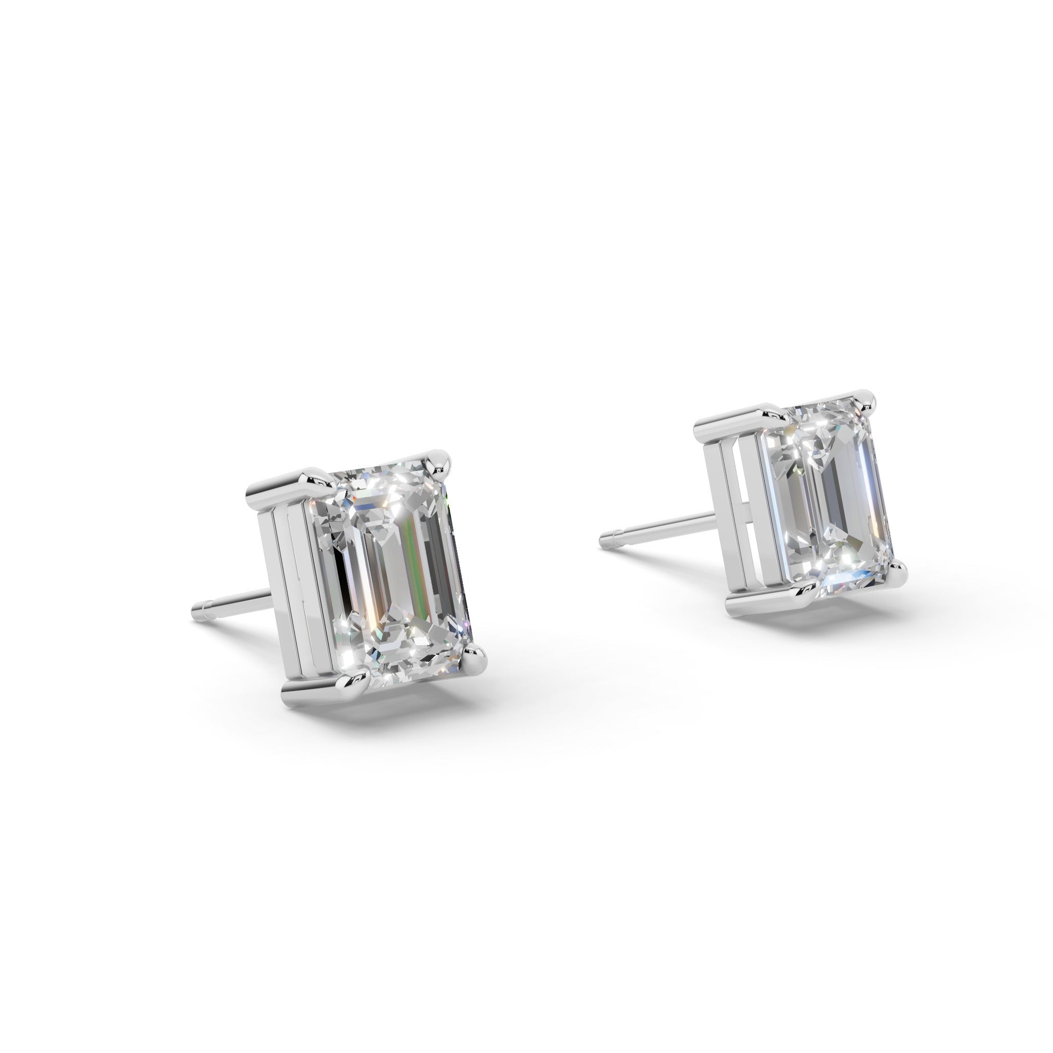 エメラルドカット ソリティア ダイヤモンド ピアス