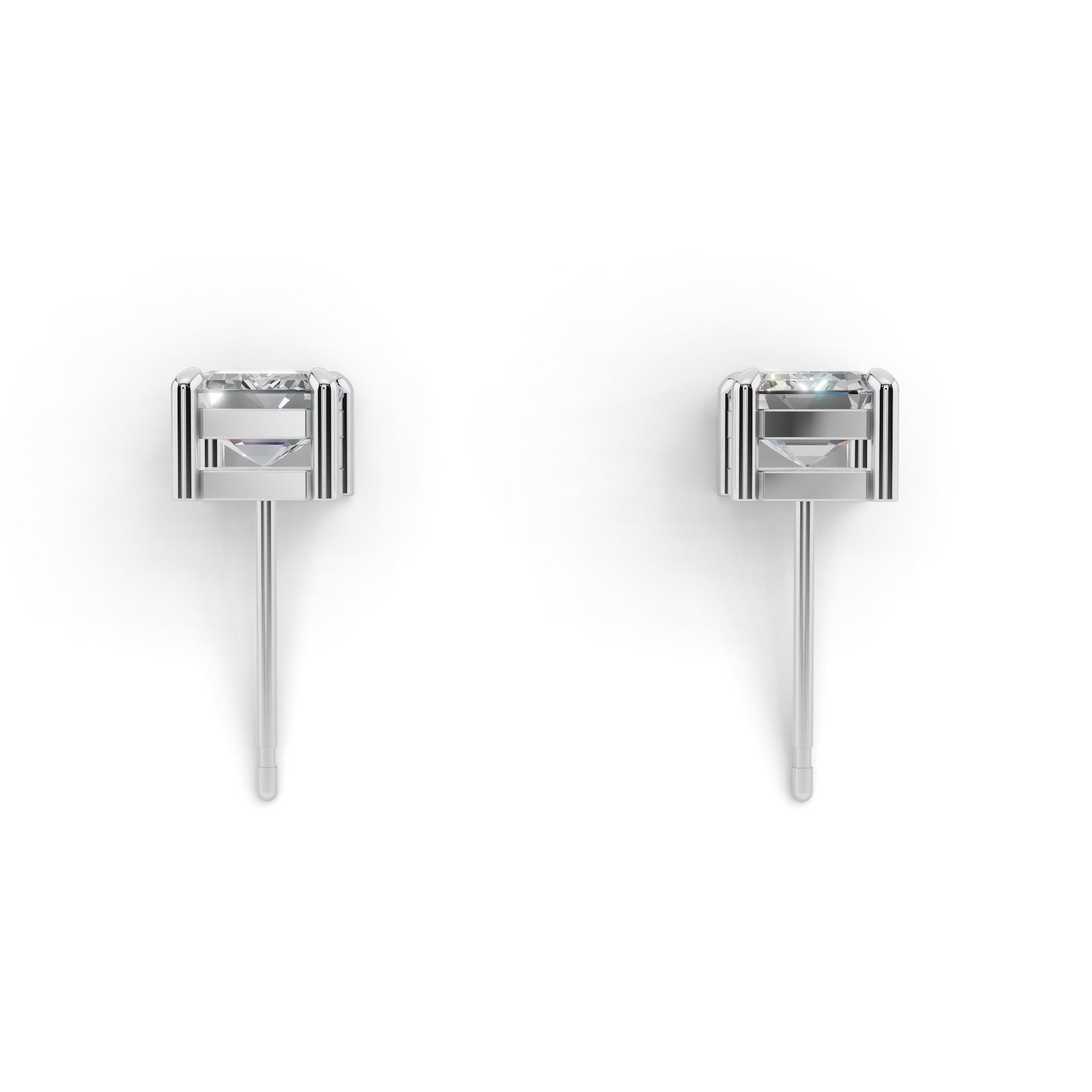 エメラルドカット ソリティア ダイヤモンド ピアス