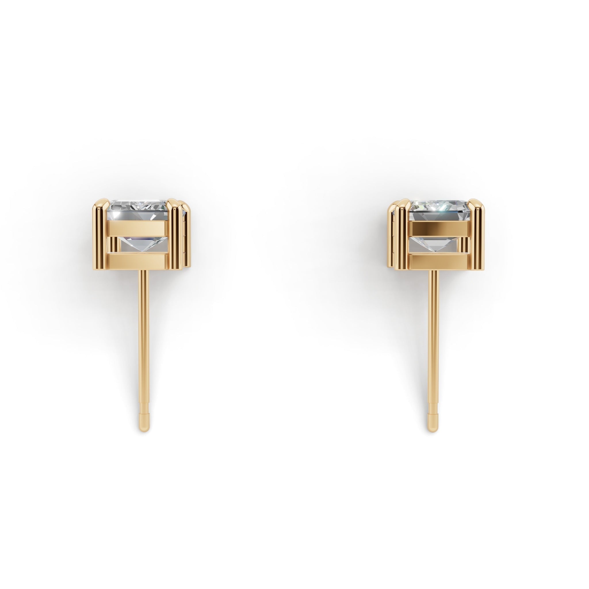 エメラルドカット ソリティア ダイヤモンド ピアス