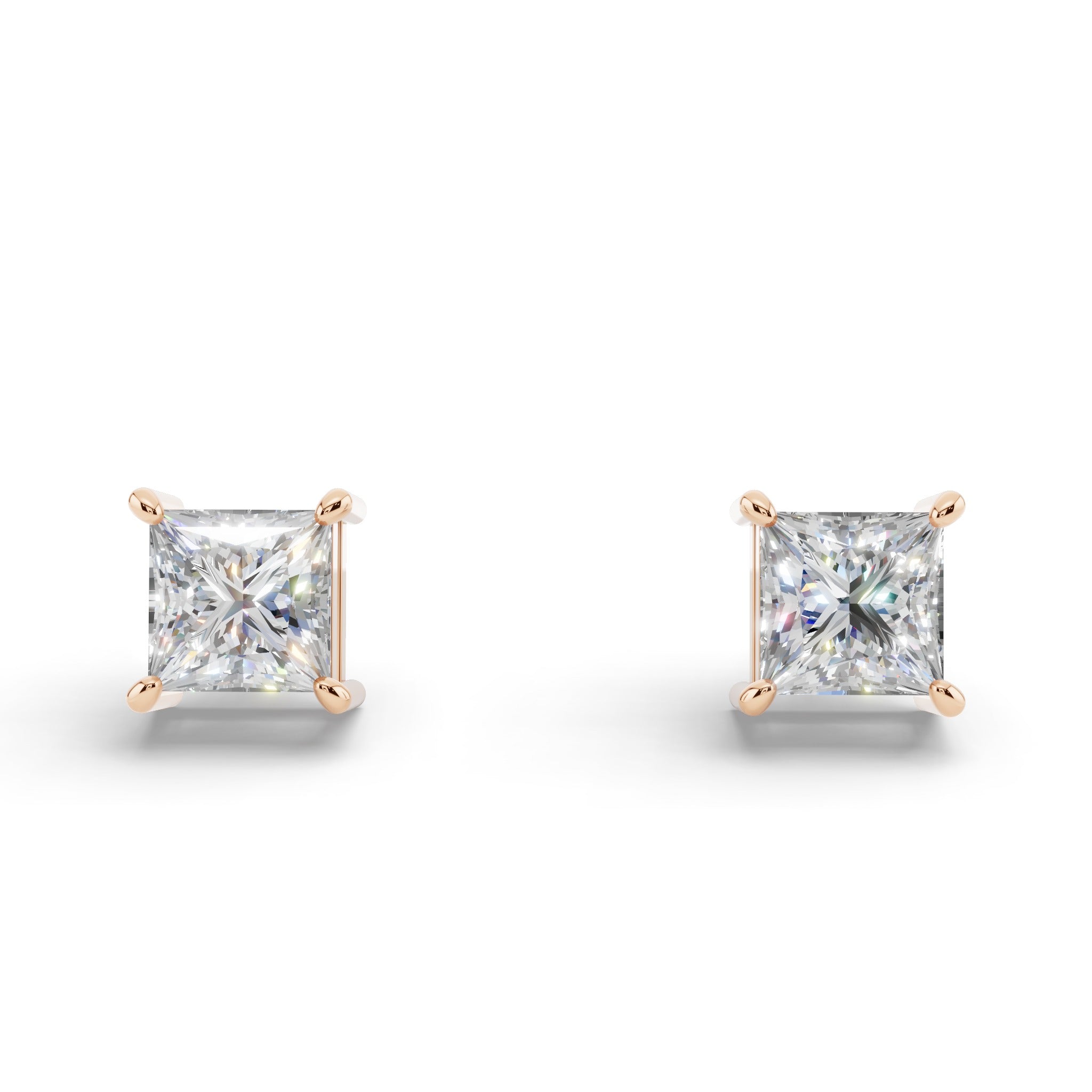 プリンセスカット ソリティア ダイヤモンド ピアス