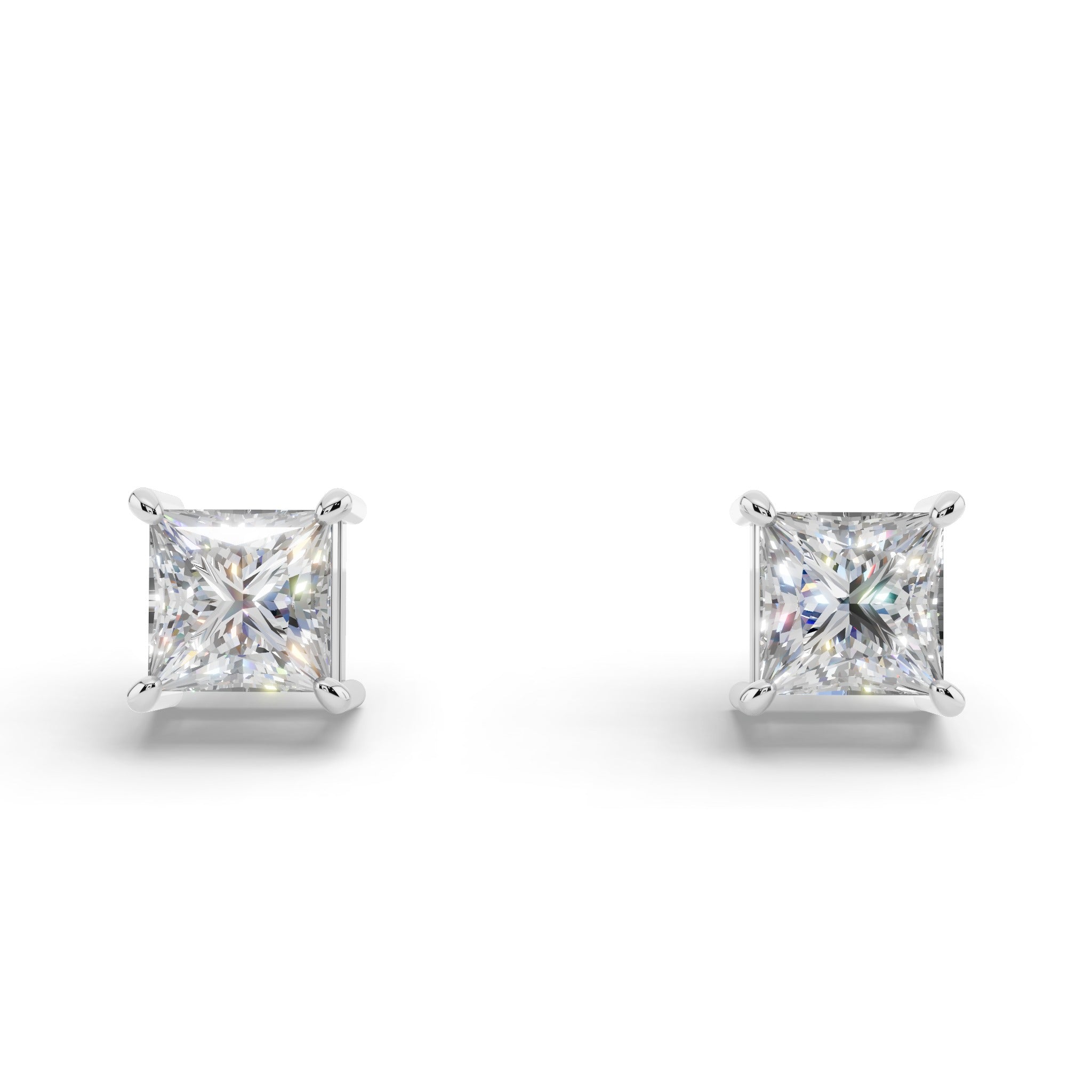 プリンセスカット ソリティア ダイヤモンド ピアス