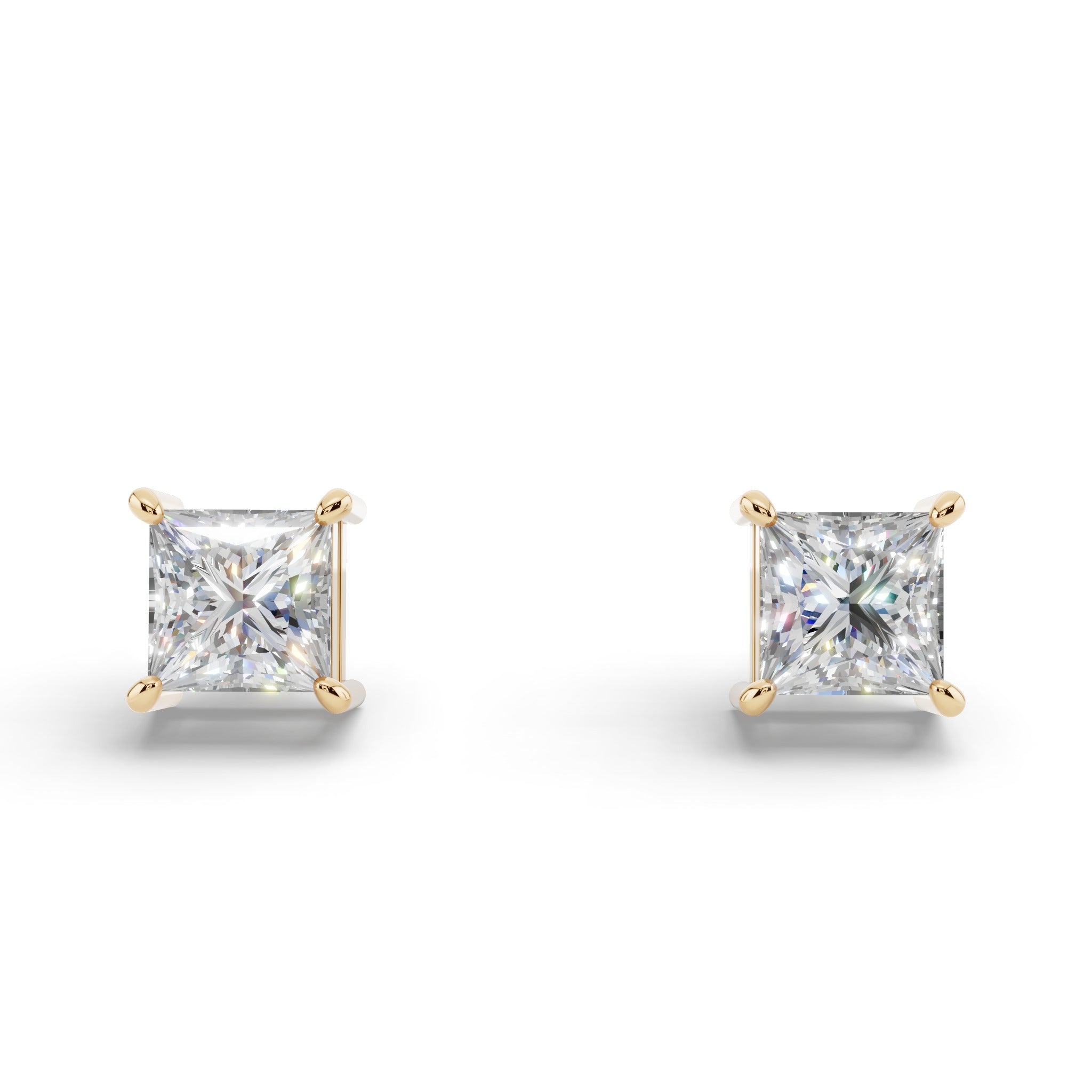 プリンセスカット ソリティア ダイヤモンド ピアス